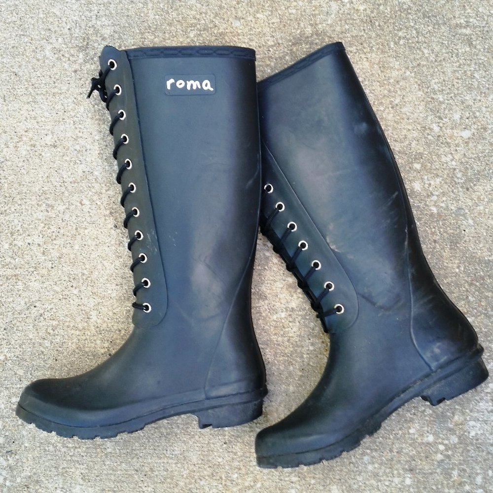 Roma Tall Rubber Rain Boots Size 7